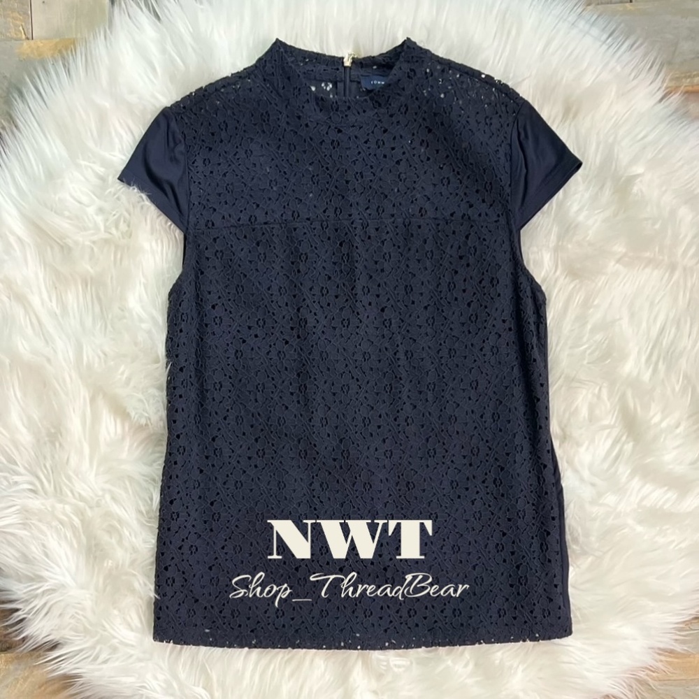Gorgeous [Tommy Hilfiger] Classic Cap Sleeve NWT Navy Blue Lace Blouse | Medium